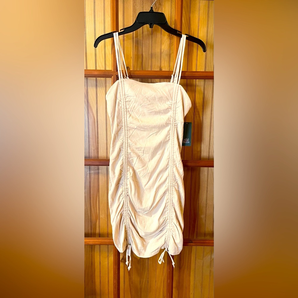 Elegant Cream Ruched Dress